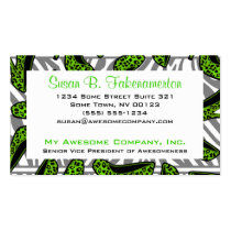 Green & Black Animal Print High Heel Shoes business cards