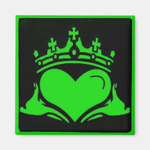 Green & Black Claddagh Square Magnets