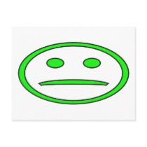 Green & Black Frowny Face Post Card