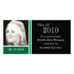 Green & Black Graduation Announcement Photo Cards