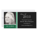 Green & Black Graduation Announcement Photo Cards