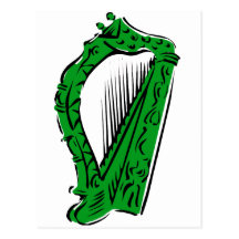 green black ornate harp music design.png postcards