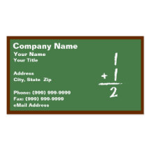 Green Blackboard with Simple Addition Business Cards