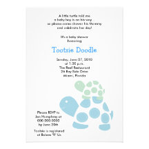 Green & Blue Mod Turtle 5x7 Baby Shower Invites