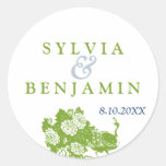 Green blue peacock garden chic wedding favour seal stickers