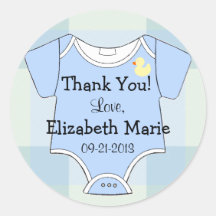 Green Blue Plaid - Baby Outfit Round Stickers