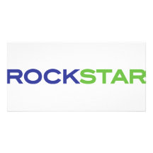 green blue rockstar picture card