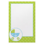 Green & Blue Stroller Custom Stationery