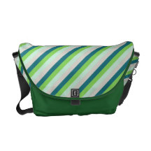 Green, Blue, Teal Diagonal Stripes Commuter Bags