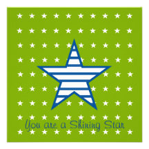Green Blue White Stars & Stripes Gifts Custom Invitation