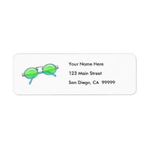 Green & Blue Wire Rimmed Sunglasses Return Address Label