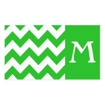 Green Bold Chevron Monogram Business Card