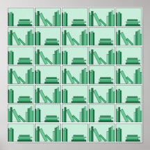 Green Books on Shelf. Print
