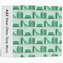 Green Books on Shelf. Vinyl Binder