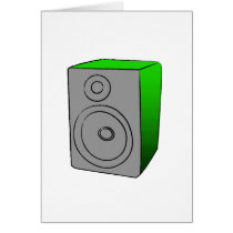 Green BOOMBOX Greeting Cards