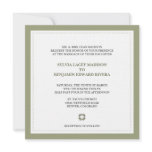 Green border square traditional wedding invitation