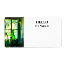 Green Bottles on Windowsill Shipping Labels