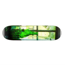 Green Bottles on Windowsill Skateboard