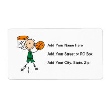 Green Boy Basketball Player t-shirts and Gifts Custom Shipping Labels