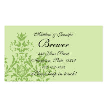 Green Bride and Groom Contact Information Card Business Card Templates