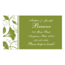 Green Bride and Groom Contact Information Card Business Card
