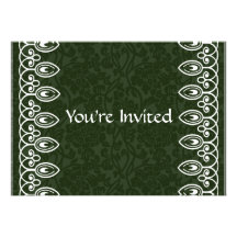 Green Brocade Birthday Invitation