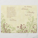 Green & Brown Abstract Floral Wedding Program Custom Flyer