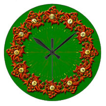 Green & brown flower wallclocks