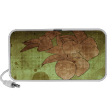 Green Brown Grunge Flower Portable Speaker