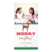 Green brown reindeer custom holiday photo greeting photo greeting card