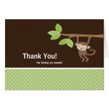Green & Brown Safari Monkey Thank You Note Card