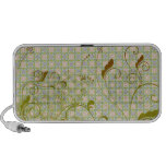 Green & Brown Swirls on Chequered Print iPod Speakers