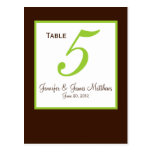 Green Brown Wedding Table Number Card Post Card