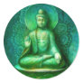Green Buddha Zen Meditation Round Sticker