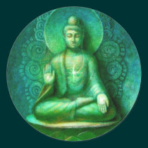 Green Buddha Zen Meditation Round Sticker stickers
