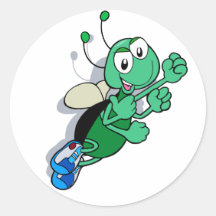 Green Bug Round Sticker