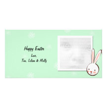 Green Bunny Easter Photo Cards