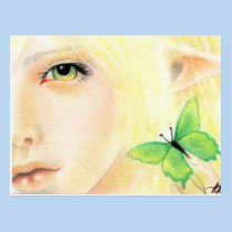 Green Butterfly Fairy postcards