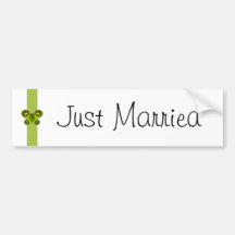 Green Butterfly Ribbon Wedding Bumper Stickers