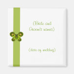 Green Butterfly Ribbon Wedding Magnet