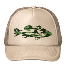 Green Camo Bass Fishing Trucker Hat