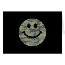Green Camo Smiley Face Card