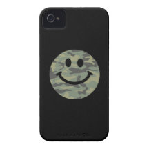 Green Camo Smiley Face iPhone 4 Case-Mate Case