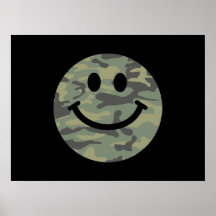 Green Camo Smiley Face Poster