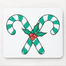 Green Candy Canes Mouse Mat