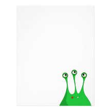 Green cartoon alien custom letterhead