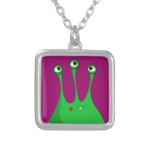Green cartoon alien custom necklace