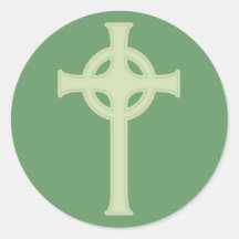 Green Celtic Cross Round Sticker
