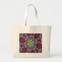 Green centre Kaleidiscope Tote Bags