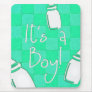 Green Checkerboard It's A Boy! Mouse Pads